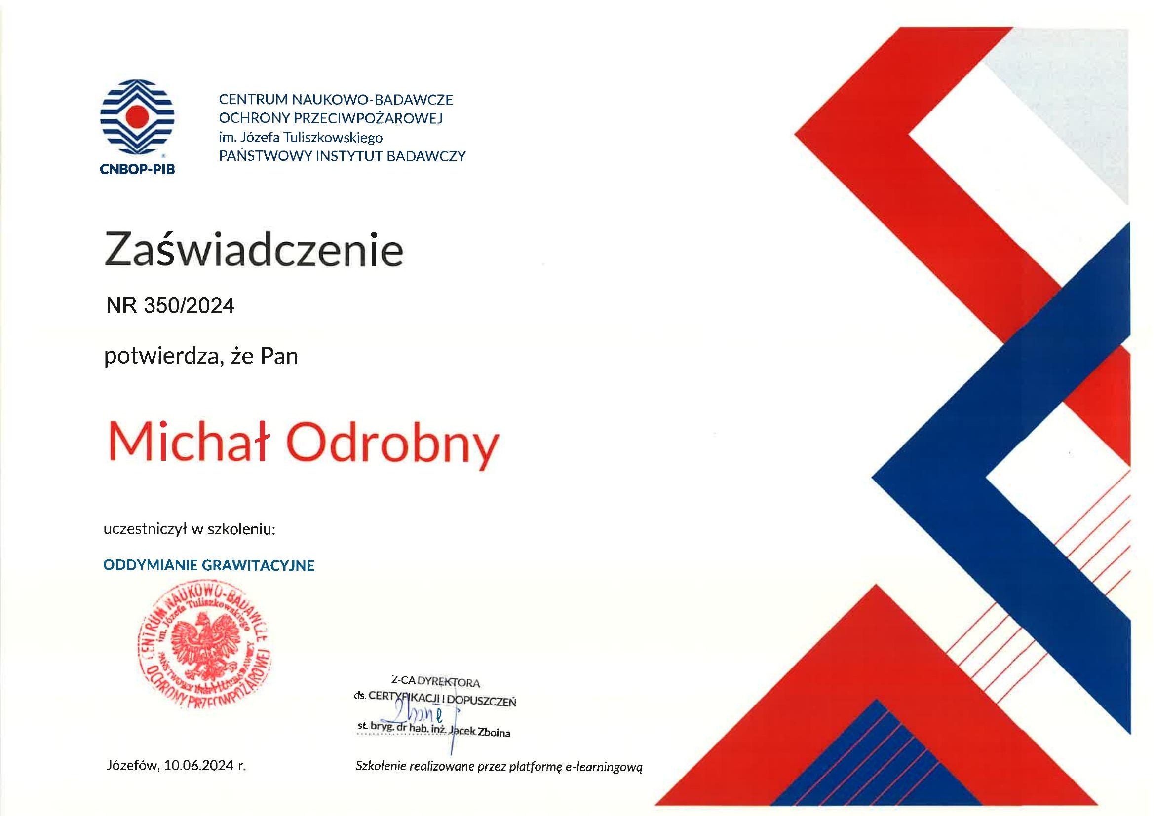 Certyfikat CNBOP sterowanie systemem oddymiania